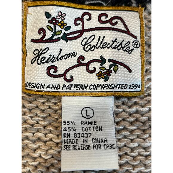 Heirloom Collectibles VINTAGE 1994 Sweater Vest Cardigan Large Brown Red - Picture 4 of 6
